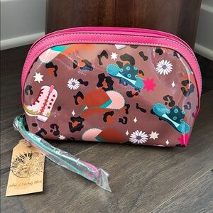 Catchfly Jelly Dome Vinyl Wristlet Cosmetic bag,1 Compartment,Double Zip Close